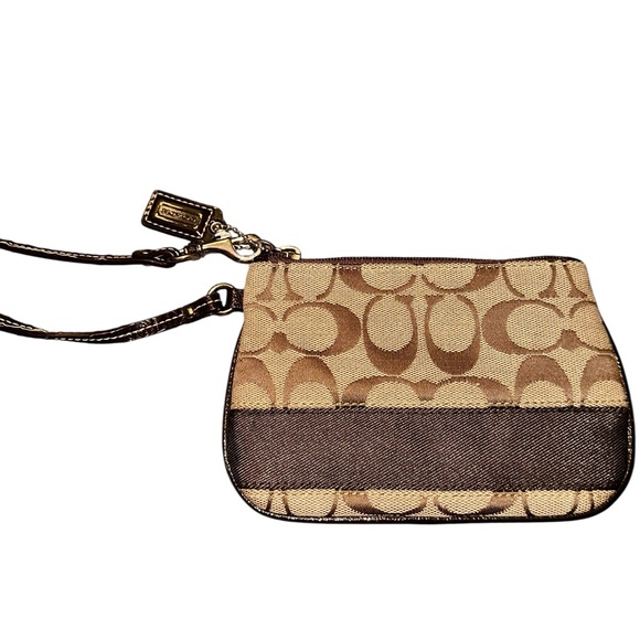 Coach Signature Brown Wristlet - Picture 2 of 5